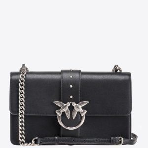 Bolso Pinko Classic Love Bag One Negro y Plateado Mujer 27 x 7 x 17