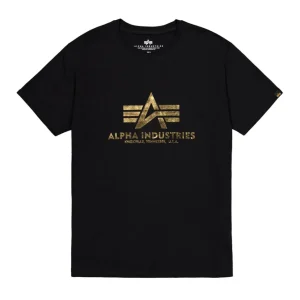 Camiseta Alpha Industries Basic Big Logo Foil Print Negra y Dorada Hombre