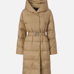 Plumas Largo Pinko con Cinturón Beige Mujer