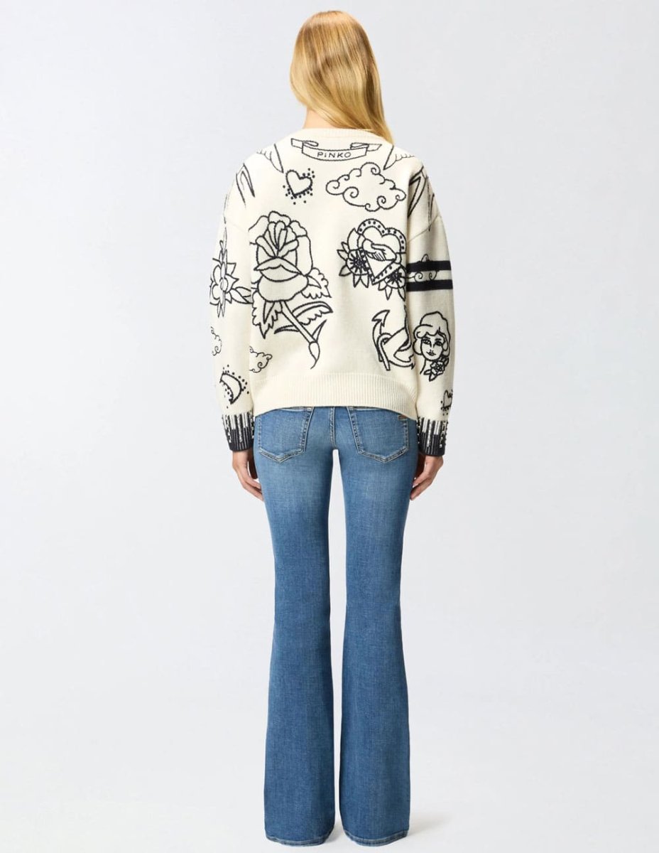 Jersey Pinko con Motivos Bordados y Pedreria Multicolor Mujer - Imagen 7