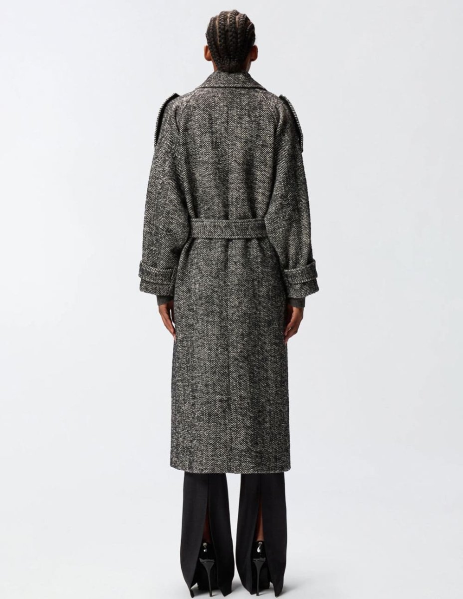 Abrigo Pinko con Motivo de Espiga Gris Mujer - Imagen 7