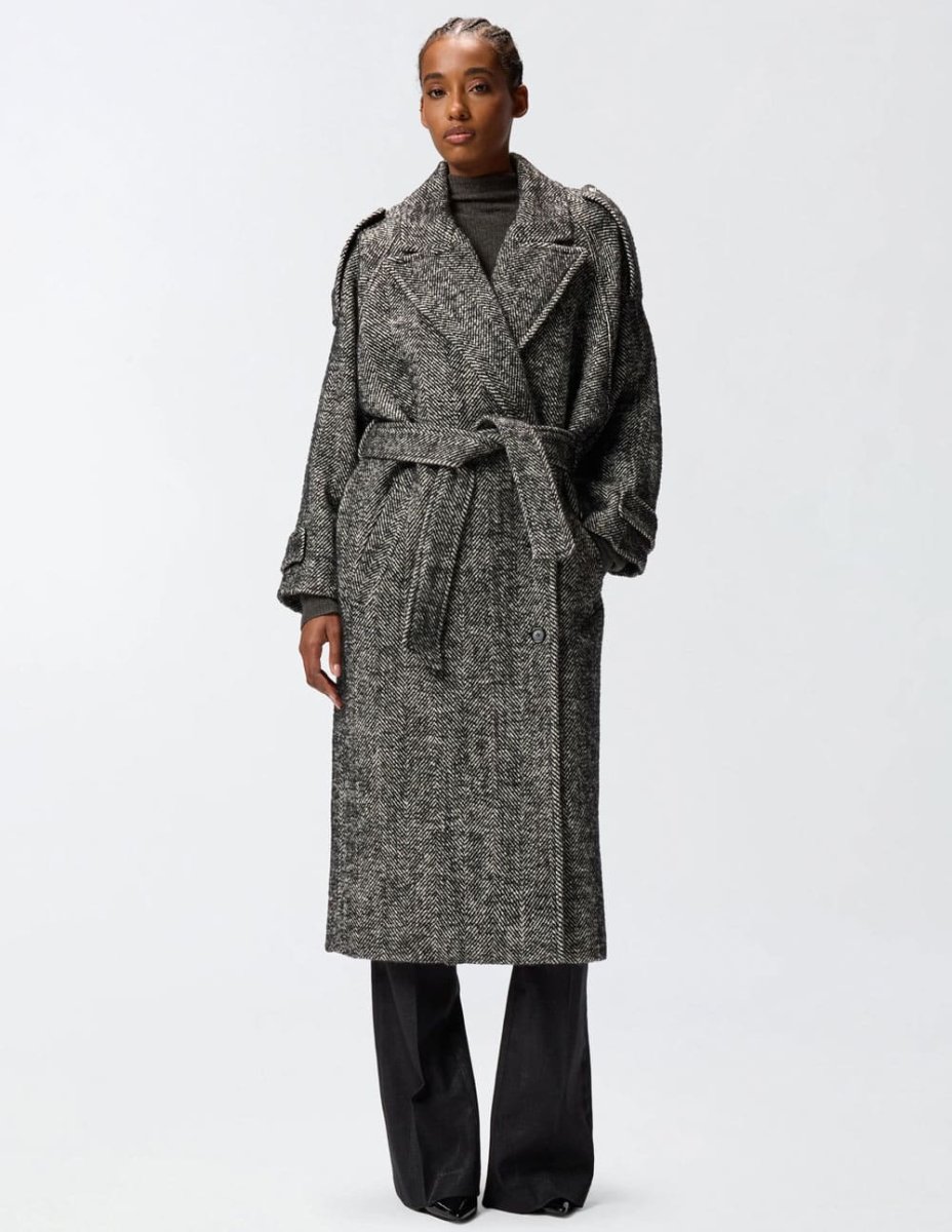 Abrigo Pinko con Motivo de Espiga Gris Mujer - Imagen 4