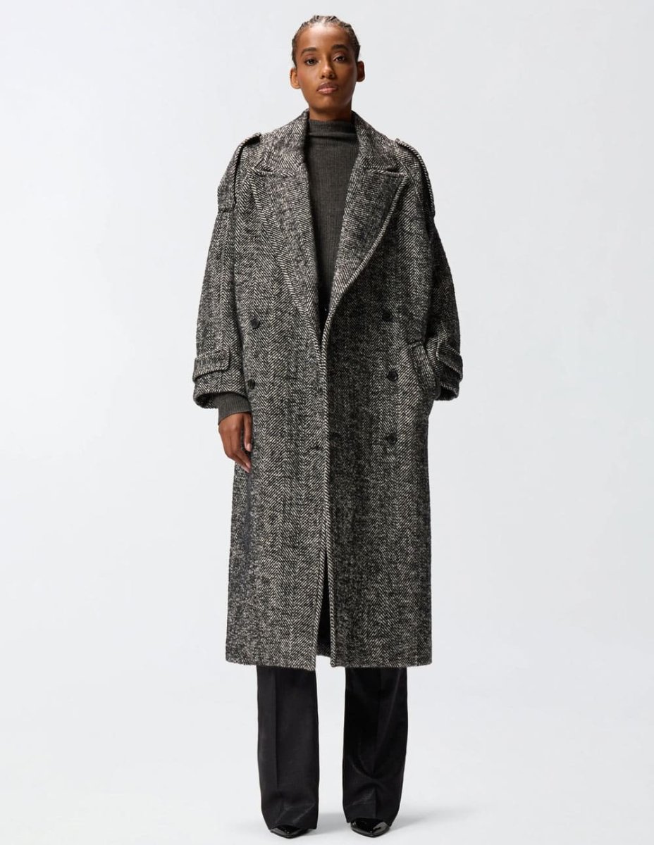 Abrigo Pinko con Motivo de Espiga Gris Mujer - Imagen 6