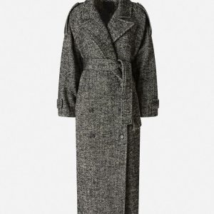 Abrigo Pinko con Motivo de Espiga Gris Mujer