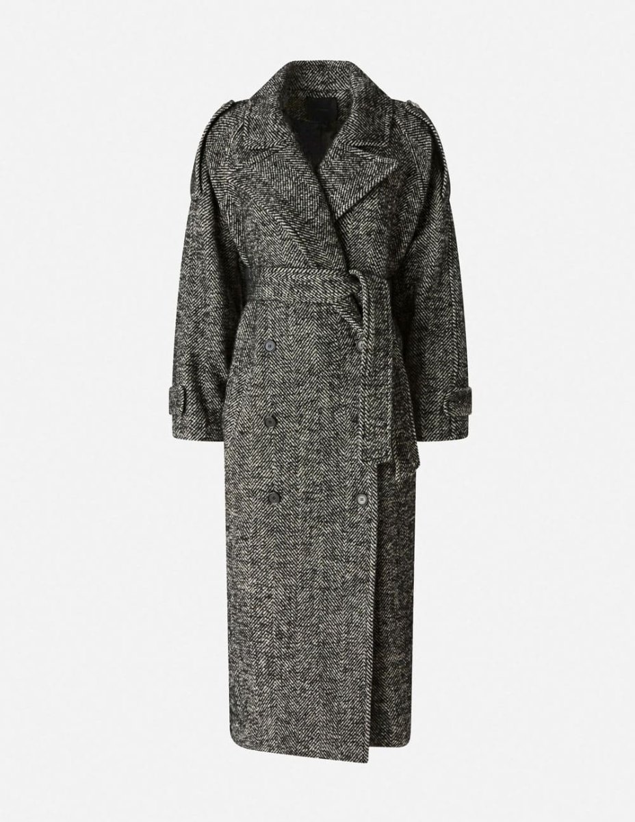 Abrigo Pinko con Motivo de Espiga Gris Mujer - Imagen 2