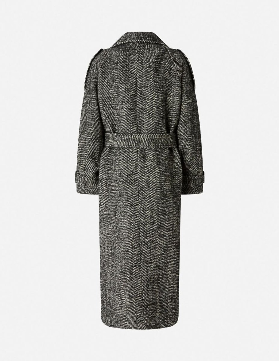 Abrigo Pinko con Motivo de Espiga Gris Mujer - Imagen 3