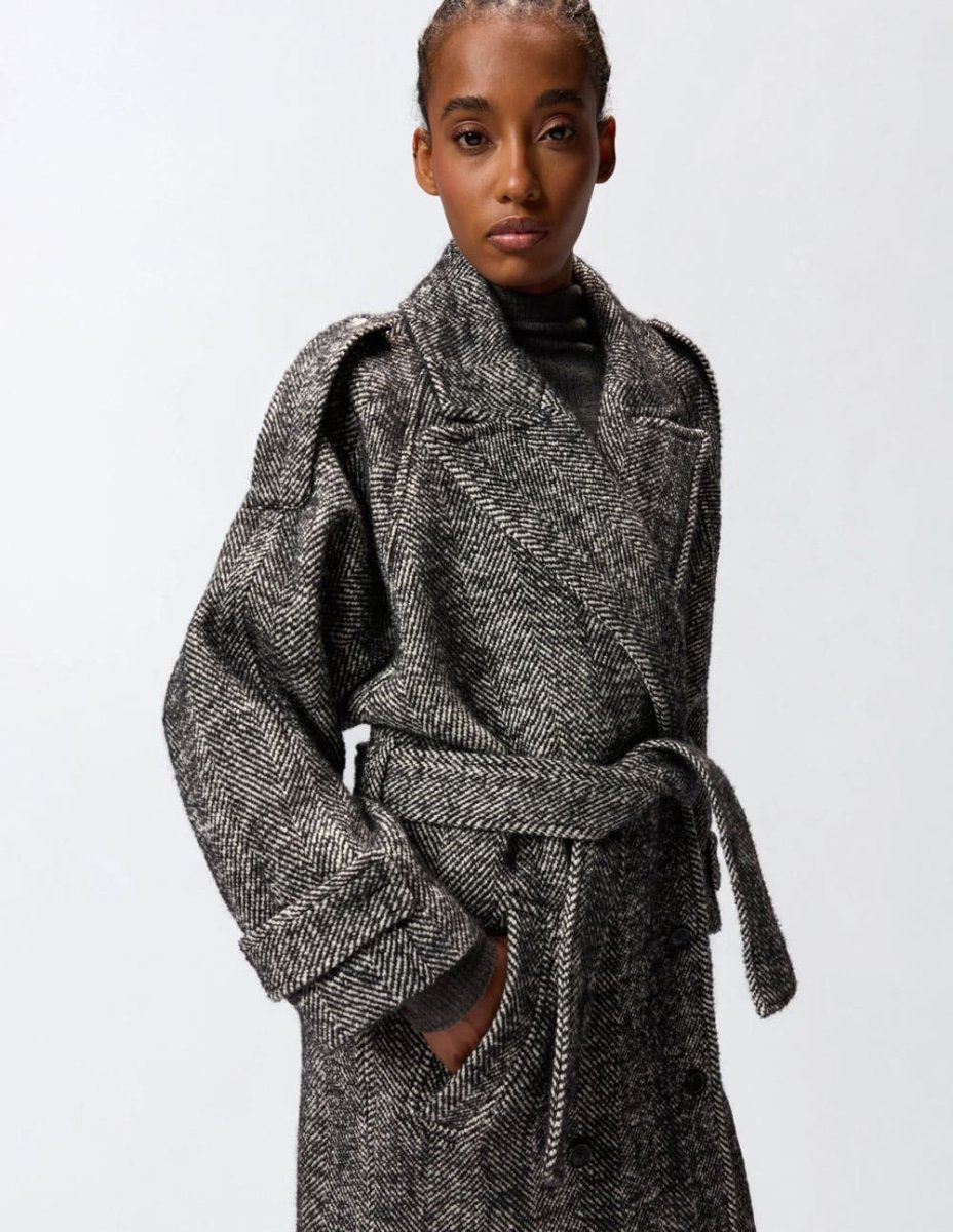 Abrigo Pinko con Motivo de Espiga Gris Mujer - Imagen 5