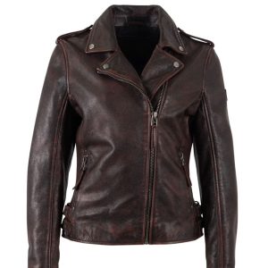 Cazadora Mauritius de Cuero Phoebe Granate Mujer