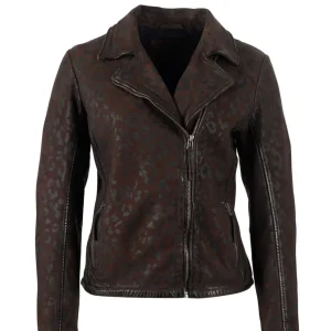 Cazadora Mauritius de Cuero Meeow Marrón Mujer