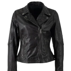 Cazadora Mauritius de Cuero Sharli Negra Mujer