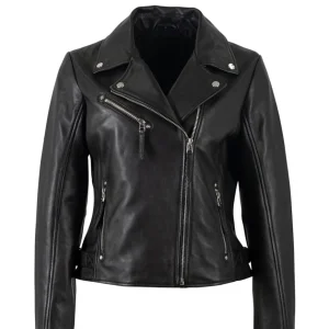 Cazadora Mauritius de Cuero Pasja Negra Mujer