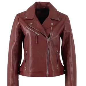 Cazadora Mauritius de Cuero Pasja Roja Mujer