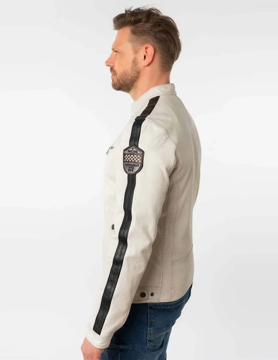 Cazadora Mauritius de Cuero Shyko Blanca Hombre - Imagen 3