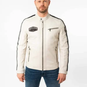 Cazadora Mauritius de Cuero Shyko Blanca Hombre