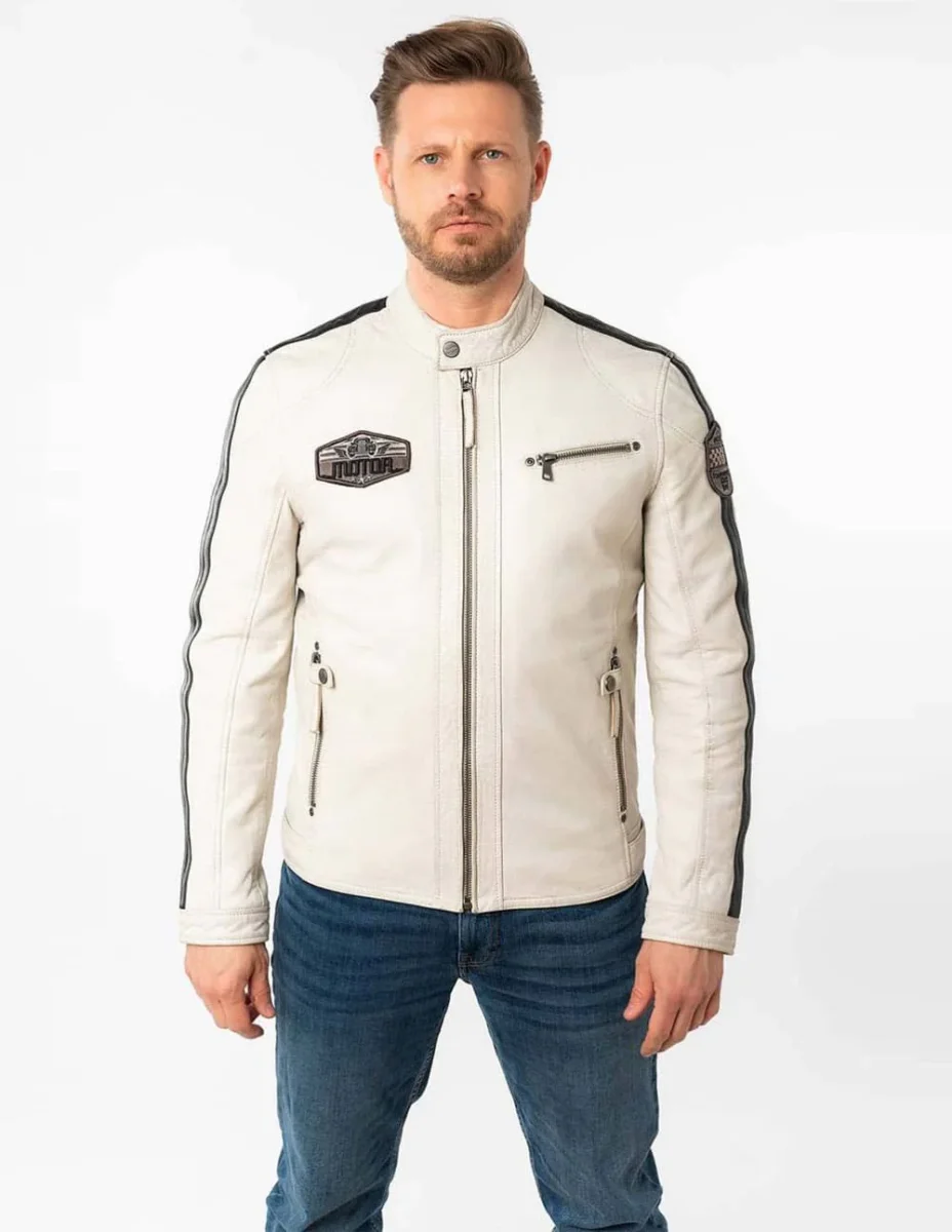 Cazadora Mauritius de Cuero Shyko Blanca Hombre - Imagen 2