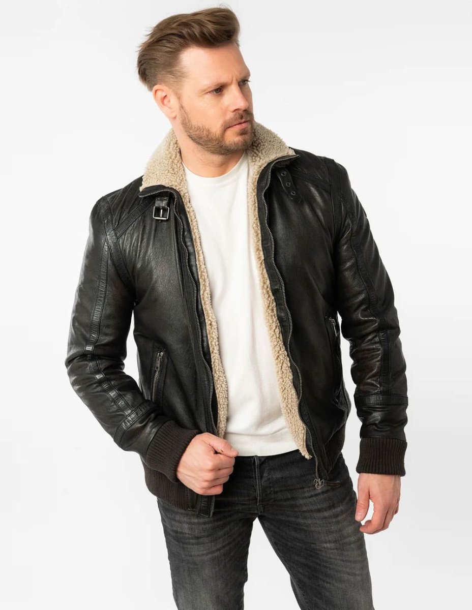 Cazadora Mauritius de Cuero Fyol Negra Hombre - Imagen 5