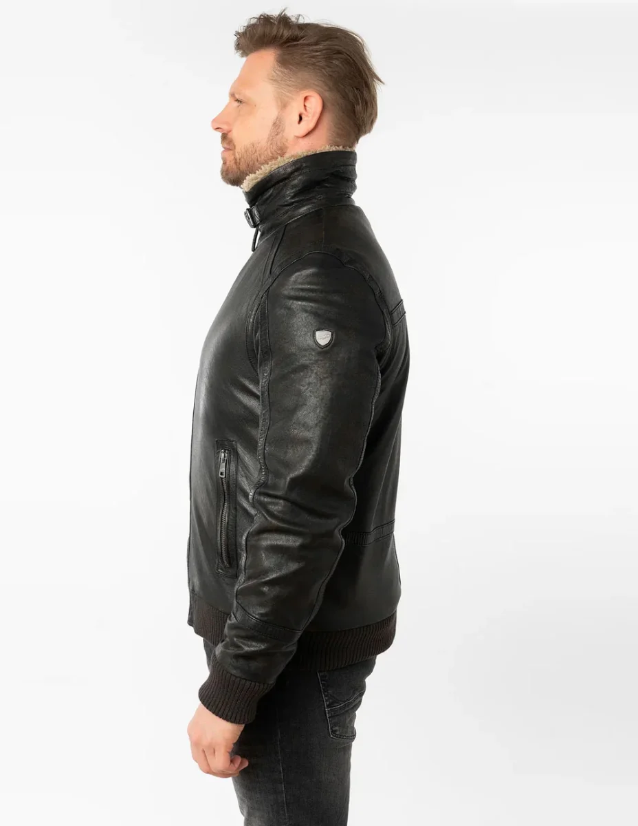 Cazadora Mauritius de Cuero Fyol Negra Hombre - Imagen 6