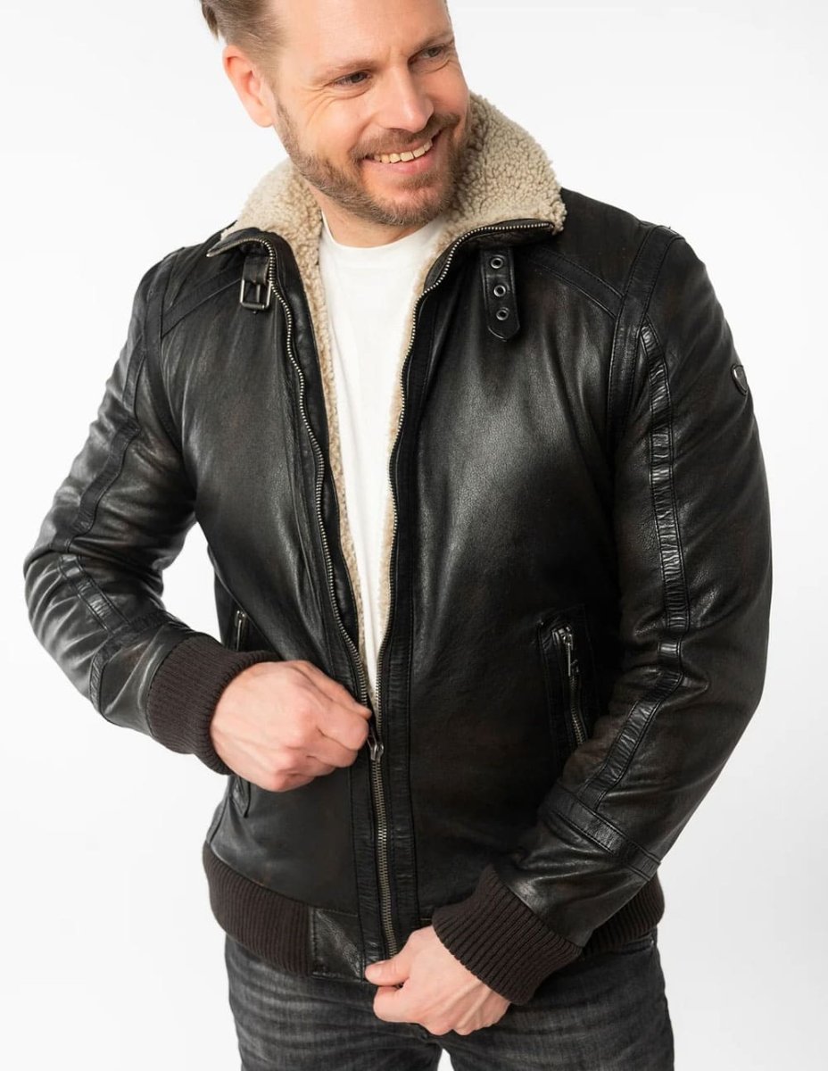 Cazadora Mauritius de Cuero Fyol Negra Hombre - Imagen 4