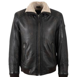 Cazadora Mauritius de Cuero Fyol Negra Hombre