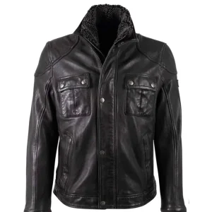 Cazadora de Cuero Mauritius Garreck Negra Hombre