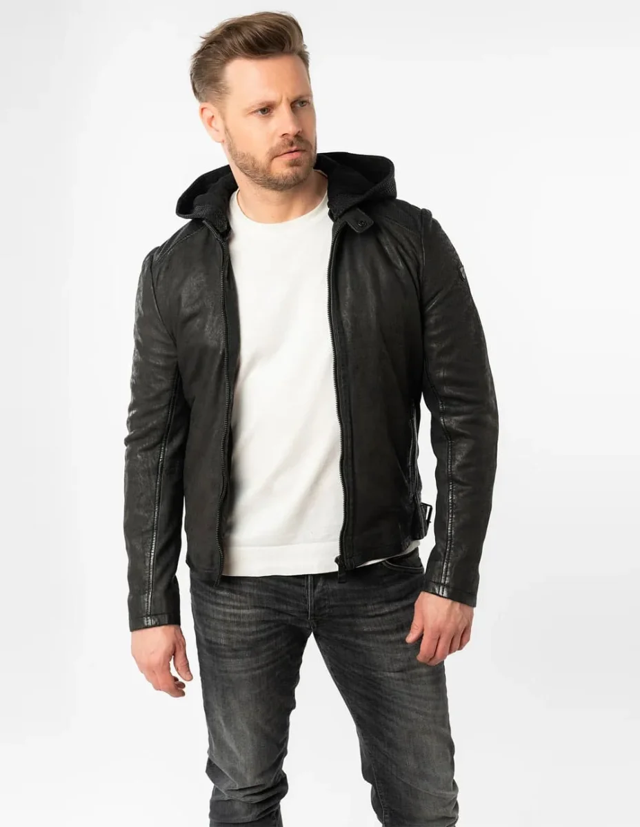 Cazadora Mauritius de Cuero Lurak Negra Hombre - Imagen 4
