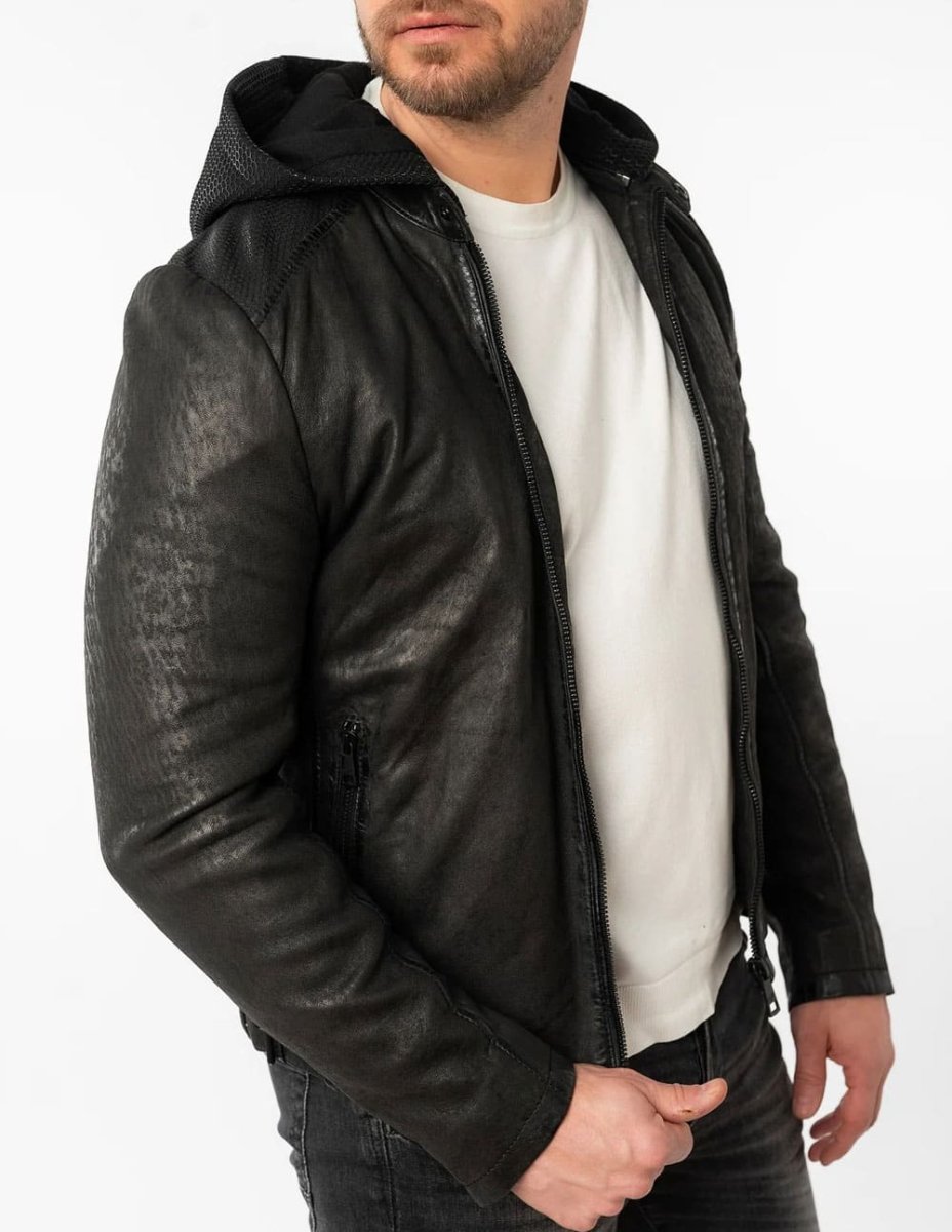 Cazadora Mauritius de Cuero Lurak Negra Hombre - Imagen 5
