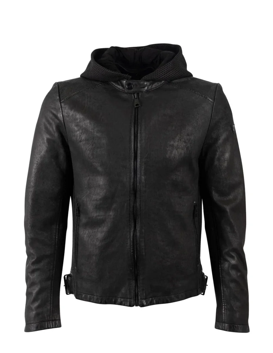 Cazadora Mauritius de Cuero Lurak Negra Hombre