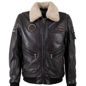 Cazadora Mauritius de Cuero Star Pilot Negra Hombre