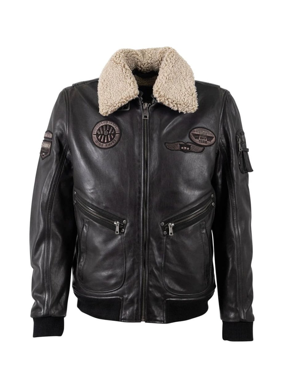 Cazadora Mauritius de Cuero Star Pilot Negra Hombre