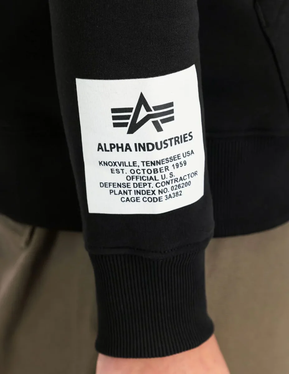 Sudadera con Capucha Alpha Industries Negra Hombre - Imagen 6