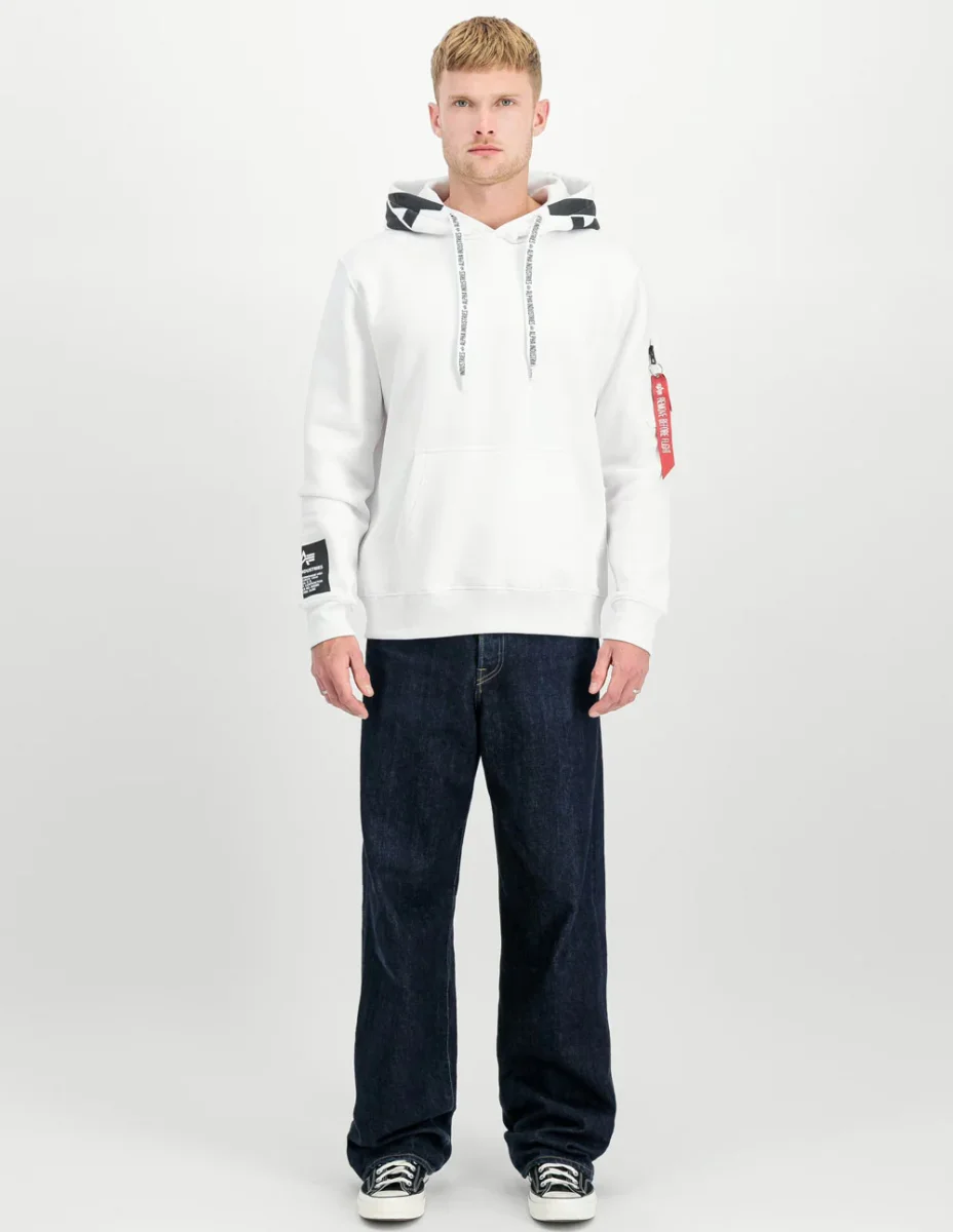 Sudadera con Capucha Alpha Industries Blanca Hombre - Imagen 7