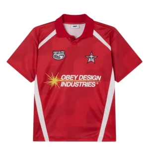 Camiseta Polo Obey Soccer Roja Unisex