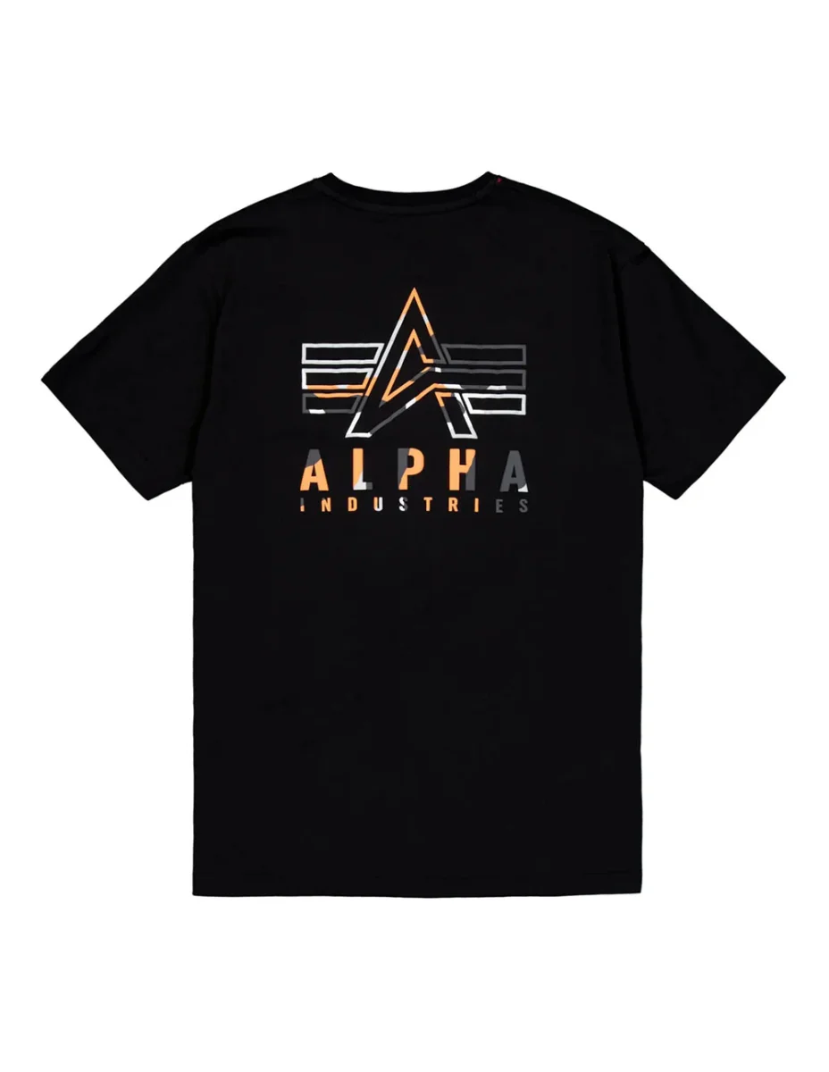 Camiseta Alpha Industries Camo Logo Puff Print Back Print Negra Hombre - Imagen 3