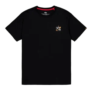 Camiseta Alpha Industries Camo Logo Puff Print Back Print Negra Hombre