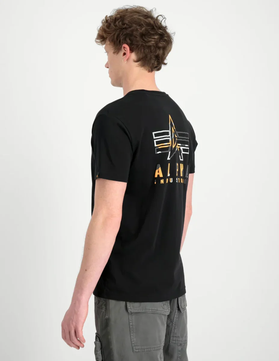 Camiseta Alpha Industries Camo Logo Puff Print Back Print Negra Hombre - Imagen 6