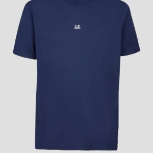 Camiseta C.P. Company Mercerized Twisted Chest Logo Azul Marino Hombre
