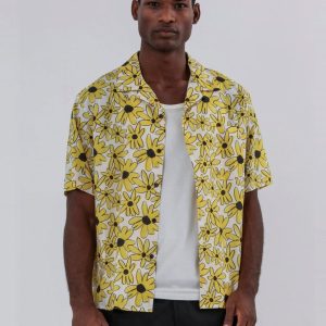 Camisa RELIGION Sunshine Printed Amarilla y Blanca Hombre