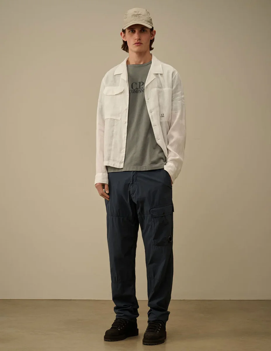 Pantalón C.P. Company 50 Fili Strech Zip Loose Azul Hombre - Imagen 7