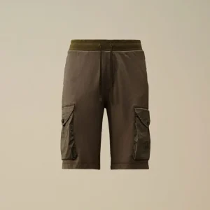 Pantalón Corto C.P. Company Diagonal Fleece Mixed Marrón Hombre