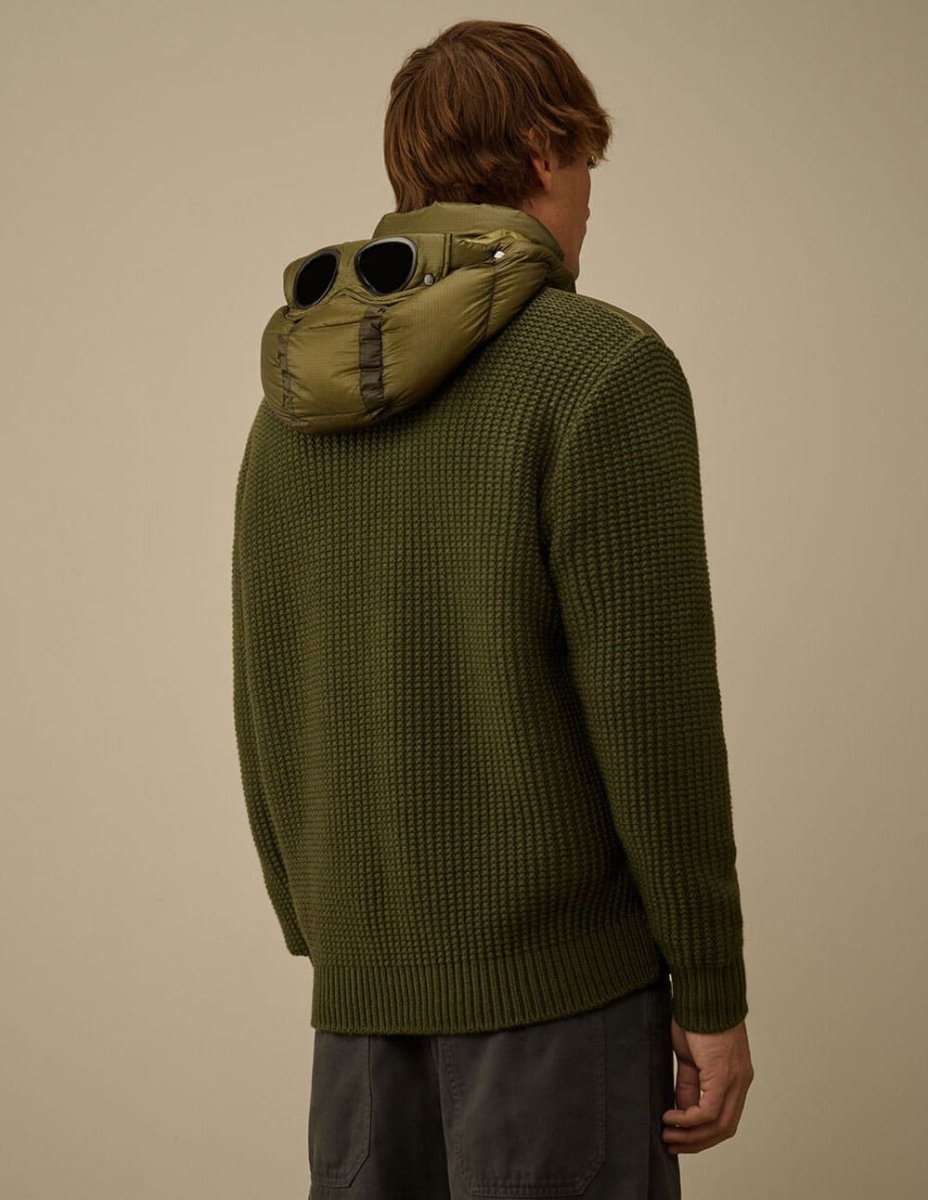 Chaqueta C.P. Company Extrafine Merino Wool Mixed Full Zip Goggle Verde Hombre - Imagen 7