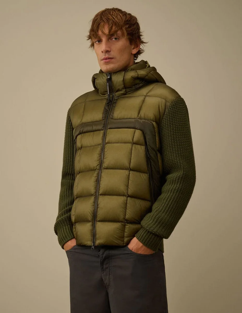 Chaqueta C.P. Company Extrafine Merino Wool Mixed Full Zip Goggle Verde Hombre - Imagen 3