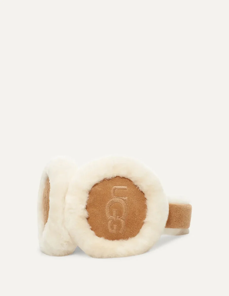 Orejeras UGG de Piel Bordadas Marrones Mujer - Imagen 3