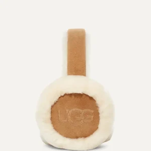 Orejeras UGG de Piel Bordadas Marrones Mujer