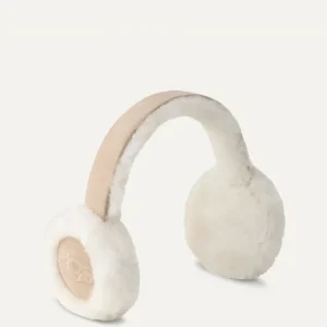 Orejeras UGG de Piel Bordadas Beiges Mujer