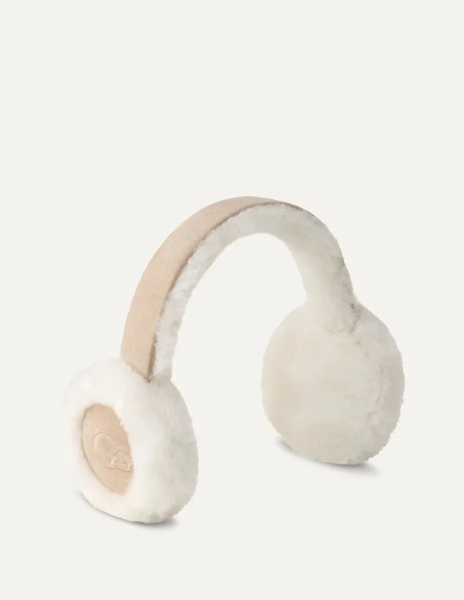Orejeras UGG de Piel Bordadas Beiges Mujer - Imagen 2