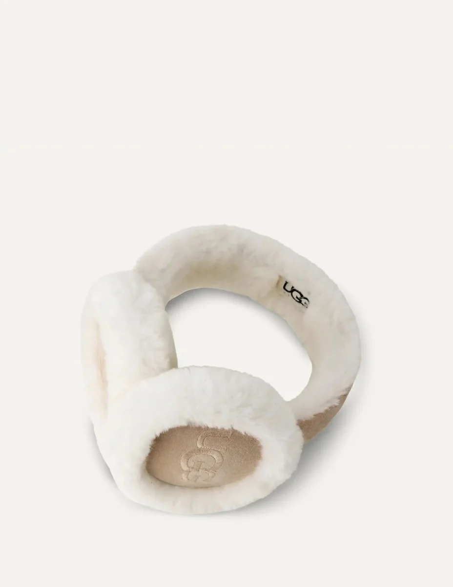 Orejeras UGG de Piel Bordadas Beiges Mujer - Imagen 3