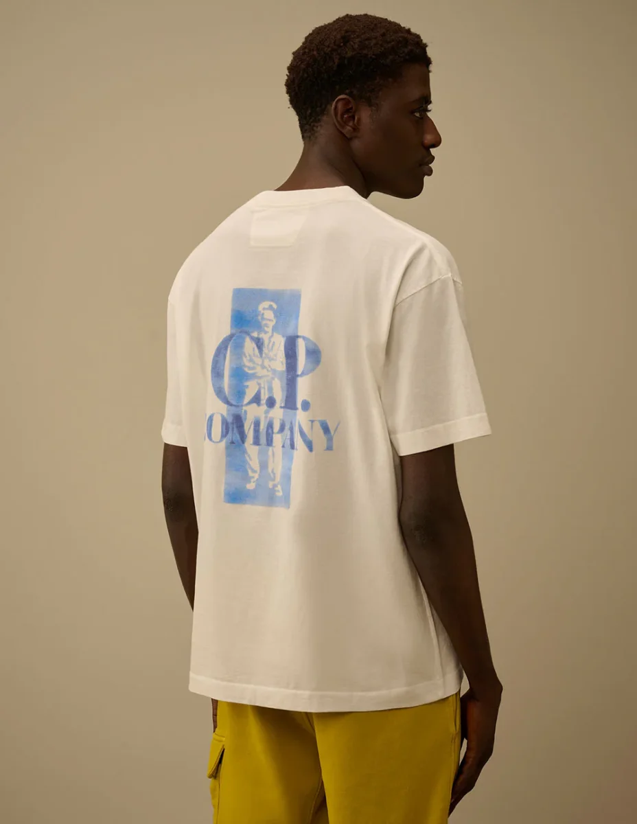 Camiseta C.P. Company Comfort Logo Beige Hombre - Imagen 3