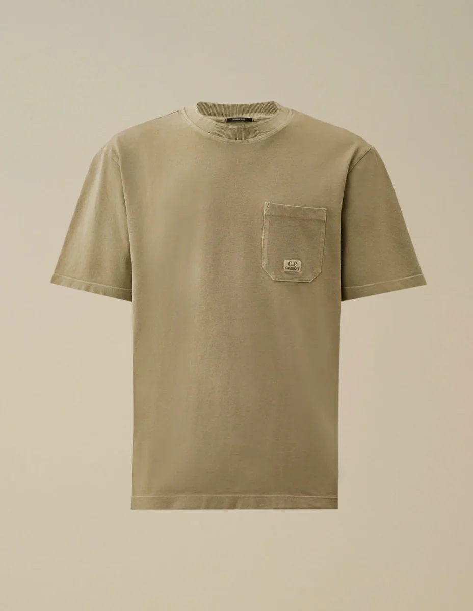 Camiseta C.P. Company Piquet Pigment Dyed Verde Hombre - Imagen 2
