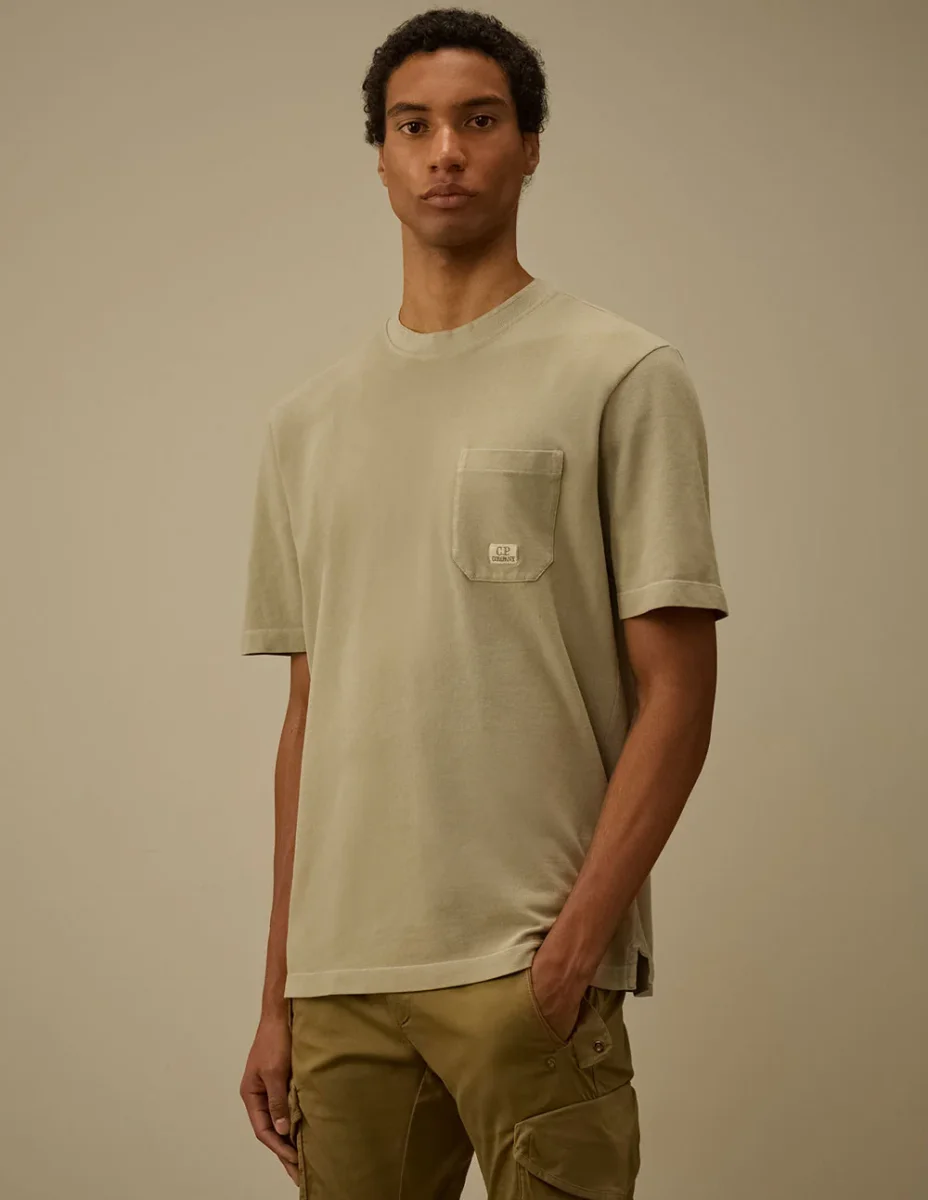 Camiseta C.P. Company Piquet Pigment Dyed Verde Hombre - Imagen 3