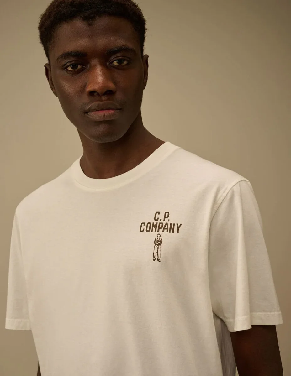 Camiseta C.P. Company British Sailor Beige Hombre - Imagen 4